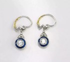 Art Deco Lab Created Diamond   Sapphire Drop Dangle 14k White Gold Fn Earrings