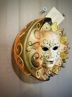 New Venetian Ceramic Hanging Wall Mask Decor Sun Moon Hand Made In Venice Italy