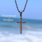 Men Stainless Steel Cross Pendant Necklace Hip Hop Simple Chain Silvery Gift New