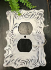 Farmhouse Cast Iron Metal Wall Plug Outlet Plate Cover Vintage-antique-white