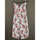 Shosho Floral Strapless Jumpsuit Romper Stretch Blue White Stripe Pockets Size S