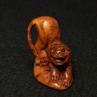 1 Inch Signature Hand Carved Boxwood Netsuke Tiger Figure Old Gift Collectable