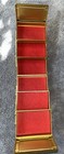Vtg Jewelry Box Gold Tone Rhinestone Top  Red Velvet Trinket Inside Free Ship