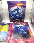 Vintage 90s Dolphin 3 Ring Folder Christian Lassen Fantasy Set Glitter Dividers