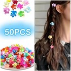 50pcs Mini Flower Hair Clip Colorful Mini Hair Claw Baby Hair Clips Floral