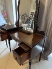 Antique Mahogany Wood Vanity Oval Mirror 4 Drawers Freestanding 30x24x68