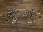 Antique Brass Pair Of Ornate Candelabra With Floral Design  excellent Shape 