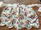 Vintage Mid Century Polished Cotton Organdy Half Apron Reversible Pockets Floral