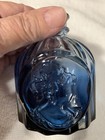 Mini Light Blue Colored Glass Round Lady In A Bottle Vintage Style Jar H  3 25in