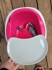 Bumbo Pink white Booster Seat Adjustable Harness Removable Tray