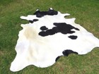 Large Black   Mosty White Cowhide Rug Natural Cowhides Cow Hide Skin 6x6 Feet Bw