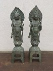Antique 19th C   Or Earlier Chinese Pair Of Bronze Guanyin Votive Deities