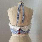 Vintage 1930s 1940s Cotton Halter Top Scalloped Pinup Polka Dot Blue Small
