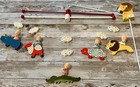 Vintage 1950s 1960s Crib Baby Nursery Mobile Painted Wood Angels Animals Irmi  