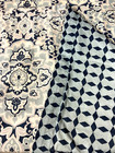 Raymond Waites 100  Cotton King Pillow Shams Blue   White Moroccan Diamond Print