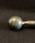 Vintage Silver Tone Baby Rattle Keepsake Barbell Shaker Unmarked Retro