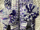 New Handmade Knitted Amish Slippers Purple   White Mix Wms Lg Mans Med 9 3 4 
