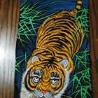 Vintage Painted Tiger Wall Scroll Black Velvet - Hanging Japan Poster Art Decor