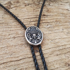 Skull Flower Bolo Tie  Silver-plated Western Cowboy Necklace