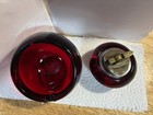 Vintage Viking Ruby Red Table Lighter And Ruby Red Orb Ashtray