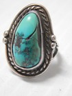 Vintage Navajo Indian 1940-50s Sterling Silver Turquoise Ring Sz  5 3 4