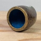 Cloisonne  Owl Thimble Brass Antique Bird Enamel Gold Trim Collectible
