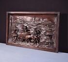 Antique French Solid Walnut Wood Highly Carved Panel With Soldier In A Chariot