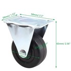 4 Pcs 2 Inch Rubber Caster Wheels Heavy Duty Rigid Fixed Non-swivel Plate