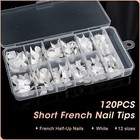 Short French Nail Tips120pcs Acrylic Short Nail Tips White French Fake Nail Tips