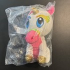 Unicorn Plush Stuffed Animal 11  New Pink White W gold  Multi Color Eyebrows 