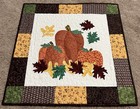 Handmade Art Quilt wall Hanging pumpkin   Fall Leaves applique