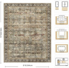 8x10 Area Rugs For Living Room - Washable Vintage Retro Large Rug  Soft Ultra Th