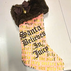 Juicy Couture Pink Christmas Stocking Faux Fur Cuff Embroidered  santa Believes 