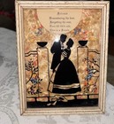 Vtg Rare Glass Reverse Painted Silhouette Picture With Verse   Dried Flowers