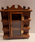 Vintage Miniture Wood Footed Curio Cabinet With 3 Shelves 8 x7 x2  New 