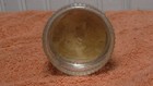 Vintage Deco Powder Jar Box Ribbed Glass   Lid Vanity Dresser Round Gold Metal
