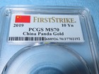 2019 Pcgs Ms 70 China 10 Yn Gold Panda First Strike 10 Yuan Free Ship To Usa