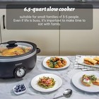 6 5 Qt Slow Cooker Black -  3 Settings Uniform Heating- Removable Non Stick Pot