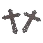 Set Of 2 Cast Iron Filigree Wall Crosses Brown Ornate Floral Religious Decor 8 