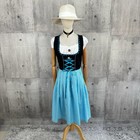 Waldschutz Turquoise Gingham Long Dirndl Dress Apron Edelweiss Oktoberfest