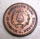1863 Civil War Store Trade Token Copper Merchant Christoph Karl New York Ny City