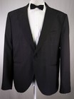 Miguel Wilson Collection Black Woven Peak Lapel 1-btn Tuxedo Blazer Jacket 46r