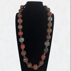 Antique Beaded Ojime Japanese Necklace Mother Of Pearl Inlay Carved Ojime Bead 