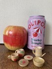 Japanese Toy Wooden Apple Tea Set Japan - Vintage Painted Wood Box 