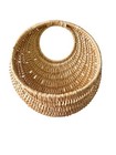 Vintage Large 14 5    Woven Wicker Rattan Orb Hanging Wall Pocket Planter Basket