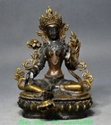 5 9  old Tibetan Bronze Gilt Green Tara Mahayana Enlightenment Buddha Statue