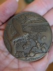 Antique French Bronze Art Deco Medal La Cigale Et La Fourmi Fable Coin Insects 