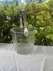 Vtg  Octangular Glass Ice Bucket With Chrome Handle