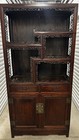 Pair Antique Chinese Meiji Pierced Carved Hardwood Etegeres Wall Cabinets    