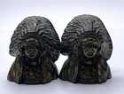Vintage Bronzed Metal Salt And Pepper Shakers Native American Headdress Japan   